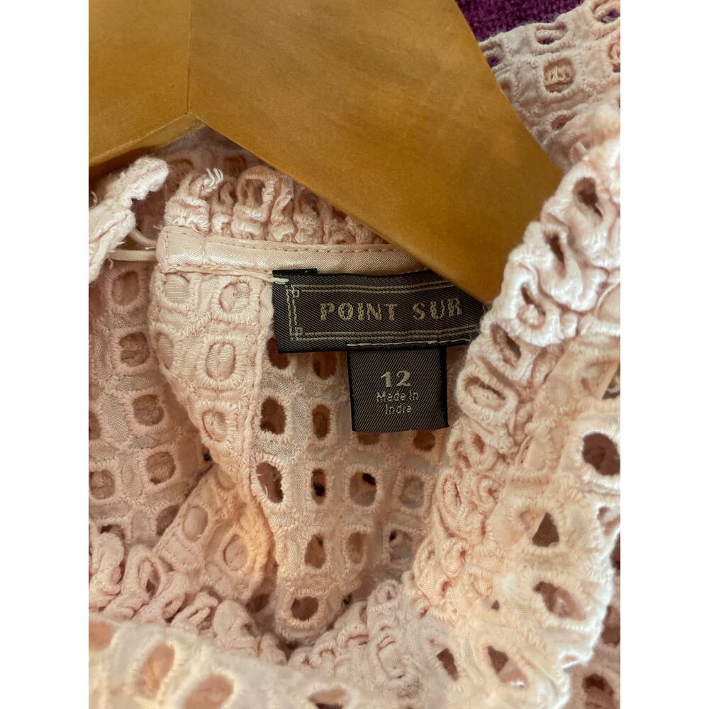 POINT SUR Eyelet Top FEMININE ROMANTIC COTTAGE Powder Pink Size 12 Modal - Picture 4 of 5